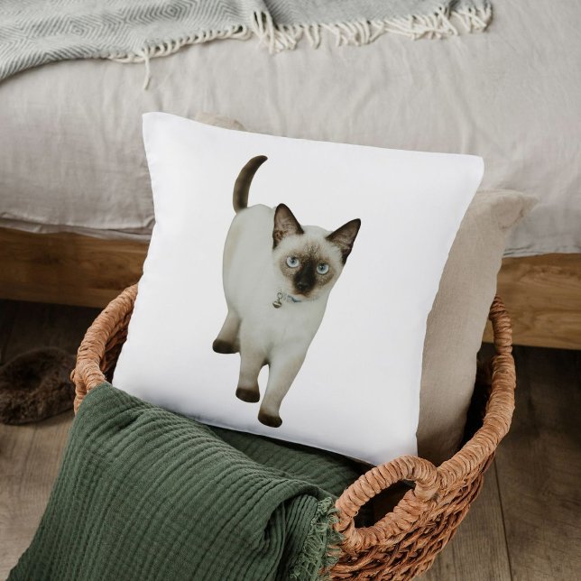 Coussin Modèle de décoration personnalisé chat de Siamese (Créateur téléchargé)
