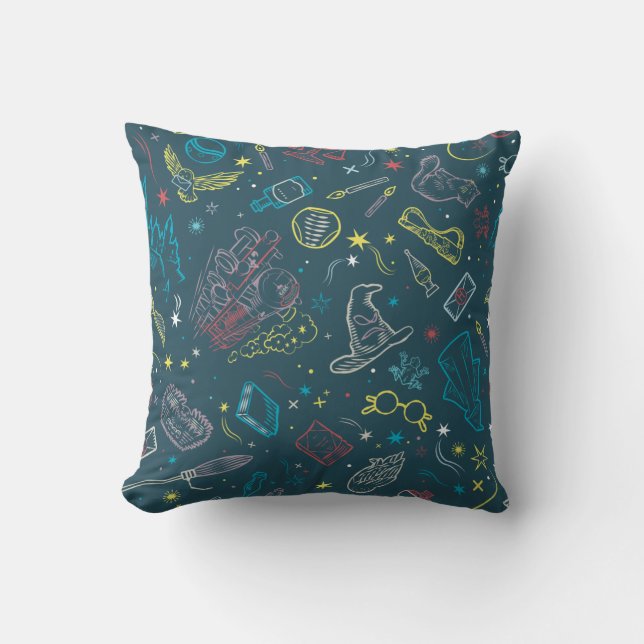 Coussin Modèle de dessin au trait d'objets HARRY POTTER™ (Recto)