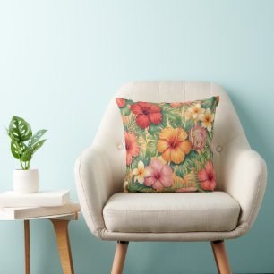 Coussin Modèle de fleurs décoratives aloha d'Hawaï