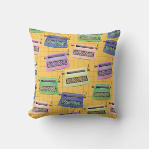 Coussin Modèle de machines à écrire dessin animé.