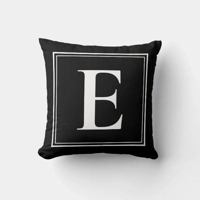 Coussin Modèle de monogrammes Élégant noir blanc moderne (Recto)