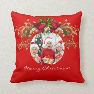 Coussin Modèle de photo de Noël Xmas pour 4 enfants famill