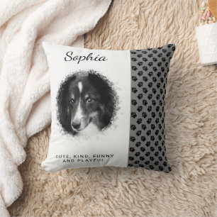 Coussin Modèle de photo personnalisé & empreintes de patte