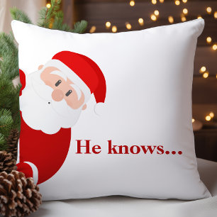 Coussin Modèle de vacances de Père Noël qui regarde