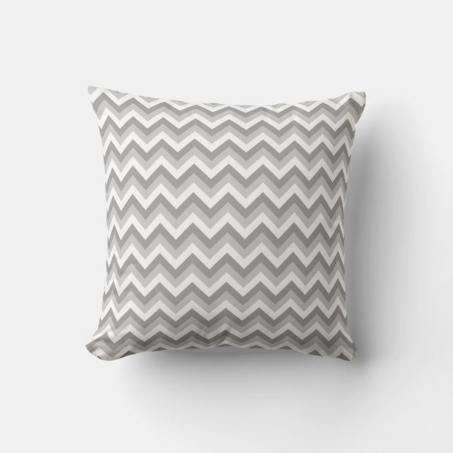 Coussin Modèle de zigzag gris et blanc (Recto)