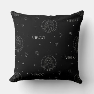 Coussin Modèle du zodiaque Vierge en noir et blanc