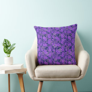 Coussin Modèle floral 15.Purple.b DBlue BG
