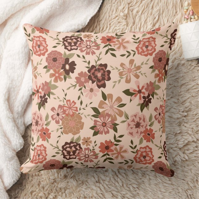 Coussin Modèle floral Brown de la Pêche Whimsical (Couverture)