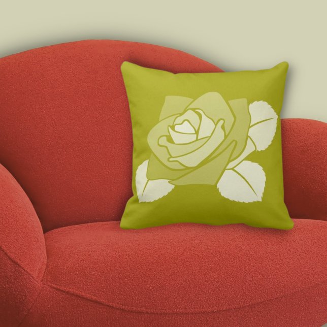 Coussin Modèle floral Citron-Jaune Rose unique (Single Rose Citron-Yellow Floral Pattern Throw Pillow, Home & Living)