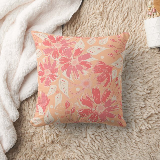 Coussin Modèle floral dans les teintes pêche à la mode (Couverture)