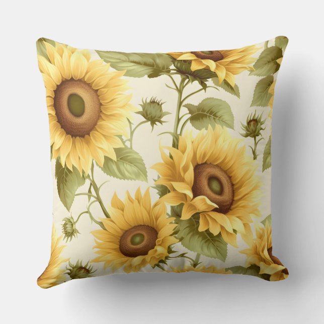 Coussin Modèle floral de tournesol (Verso)