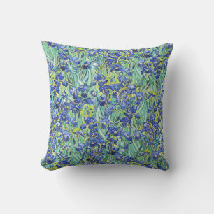 Coussin Modèle floral d'iris bleus de Van Gogh