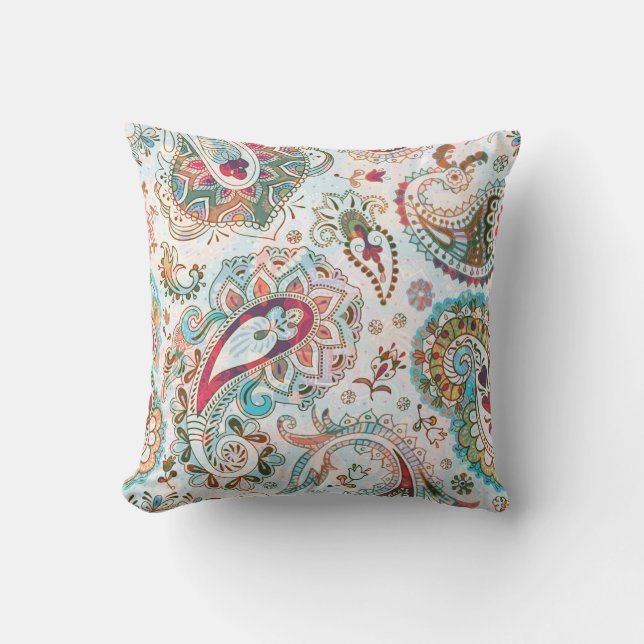 Coussin Modèle floral ethnique jacobéen (Recto)