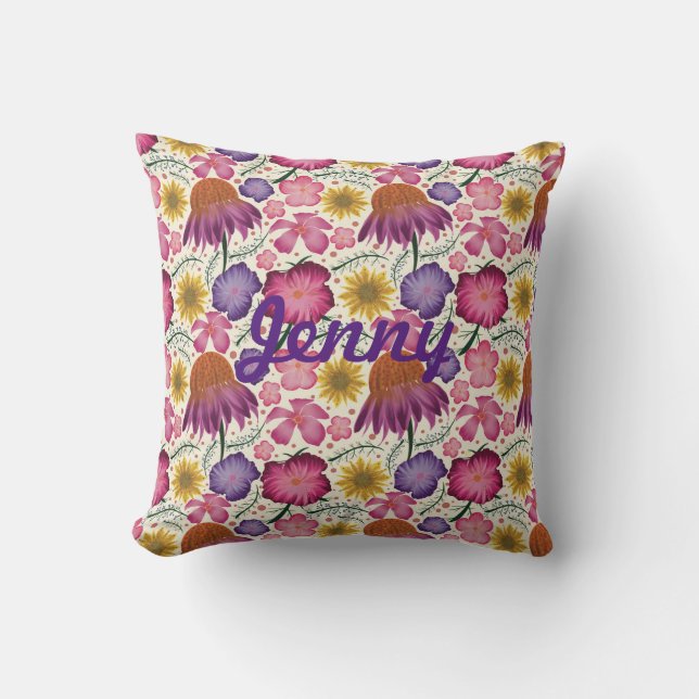 Coussin Modèle Floral fleur sauvage personnalisé (Recto)