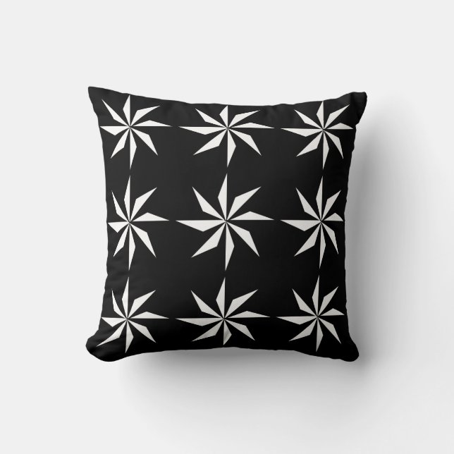 Coussin Modèle floral géométrique moderne noir (Recto)