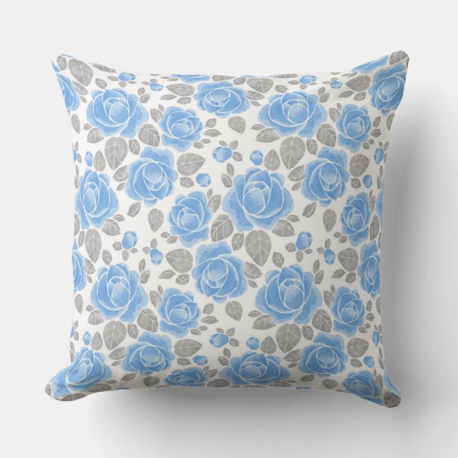 Coussin Modèle floral. Roses aquarelle /2 (Recto)