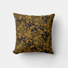 Coussin Modèle floral vintage noir & or élégant