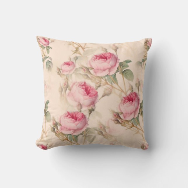 Coussin Modèle floral vintage rose    (Recto)