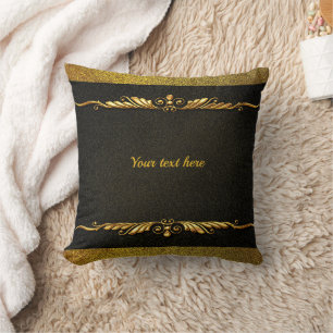 Coussin Modèle noir et or élégant, personnaliser,
