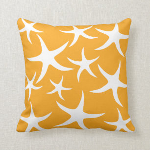 Coussin Modèle orange et blanc ensoleillé d'étoiles de mer