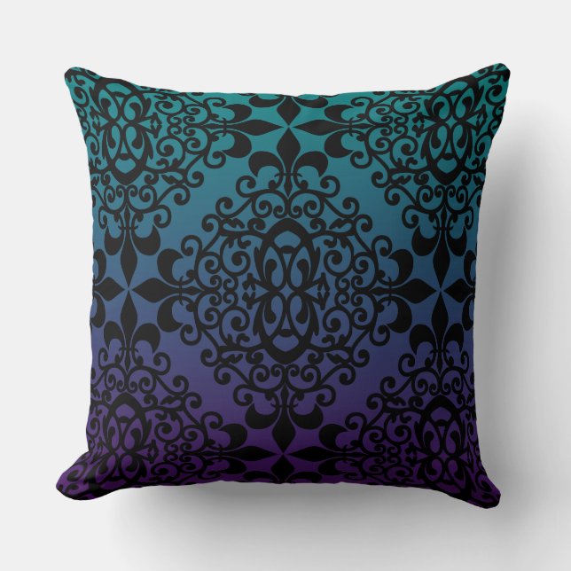 Coussin Modèle Teal Noir Et Violet (Recto)