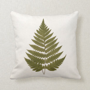 Coussin Modèle vintage de feuille de fougère de vert oli