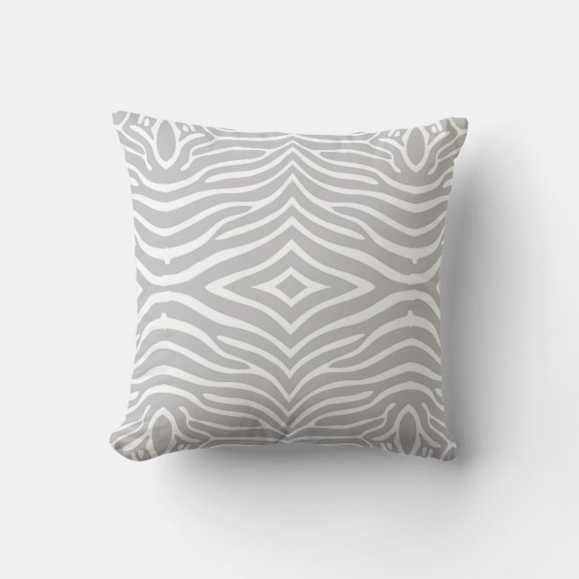 Coussin Modèle Zèbre classique blanc et gris clair (Recto)