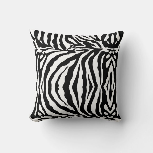 Coussin Modèle zèbre noir et blanc, animaux safari (Recto)