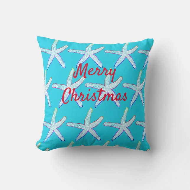 Coussin Modèles d'étoiles de mer joyeux Noël personnalisés (Recto)