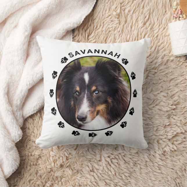 Coussin Modèles photo personnalisés avec pattes et texte (Couverture)