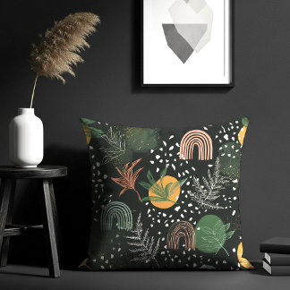 Coussin Modern Abstract Terrazzo & Botanical Collage