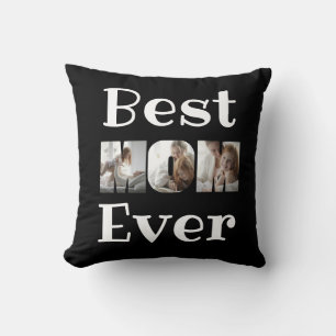 Coussin Modern Best Mom Ever 3 Photos Collage noir