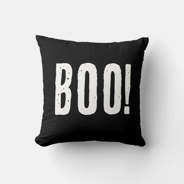 Coussin Modern Black & White Halloween “Boo” (Recto)