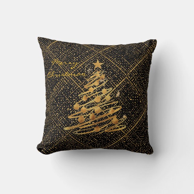 Coussin Modern, Chrismas Tree, Black Gold Cross Pattern  (Recto)