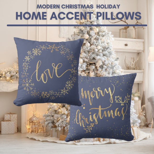 Coussin Modern Christmas Golden Snowflake Accent (Modern Christmas Golden Snowflake Accent Throw Pillow)