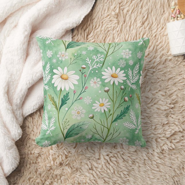 Coussin Modern  Daisy Flowers Winter pattern (Couverture)