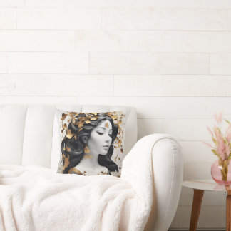 Coussin Modern Fantasy Art in Black and Gold 