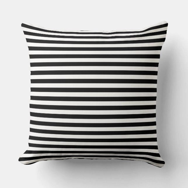 Coussin Modern Half-Inch Black & White Stripe Pattern (Recto)