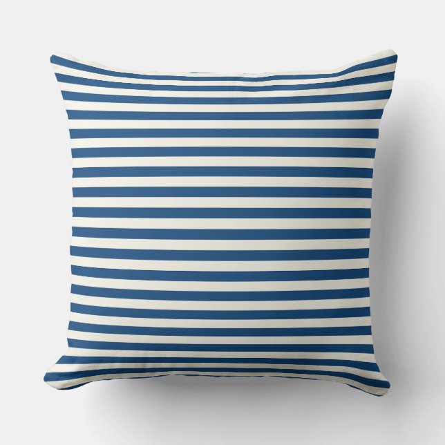 Coussin Modern Half-Inch Blue & White Stripe Pattern (Recto)