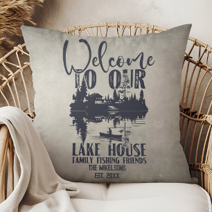 Coussin Modern Lake House Nom de famille