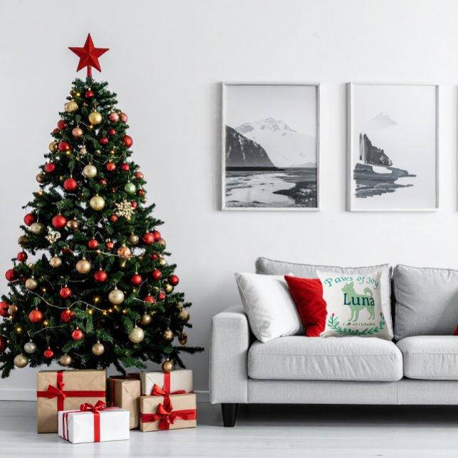 Coussin Modern Mint Chihuahua | Personalized Christmas (Créateur téléchargé)