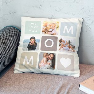 Coussin Modern MOM Photo Collage Fête des Mères Famille mi