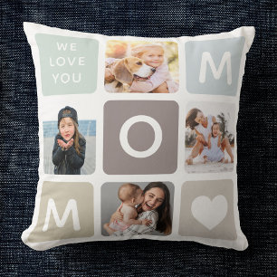 Coussin Modern MOM Photo Collage Fête des Mères Famille mi