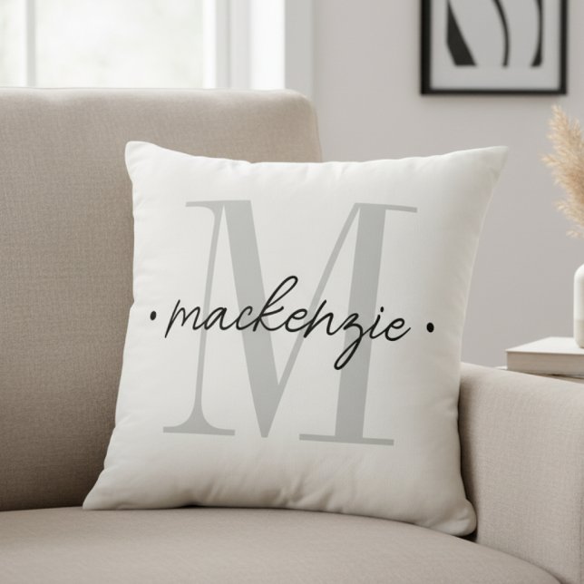 Coussin Modern Monogram Minimal Black White (Créateur téléchargé)