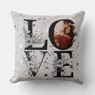 Coussin Modern ONE Photo floral argent parties scintillant