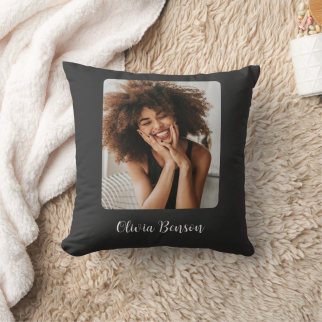 Coussin Modern Personalized Photo and Name Create your own (Couverture)