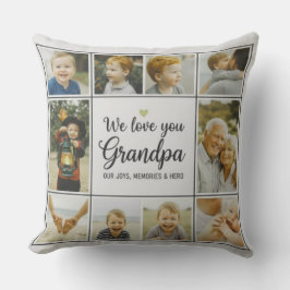 Coussin Modern Photo Grandpa Script Heart Throw Pillow