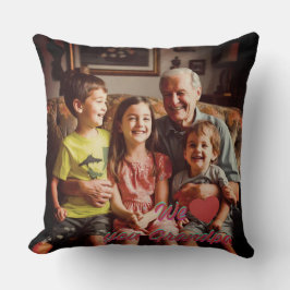Coussin Modern Photo Grandpa Script Heart Throw Pillow