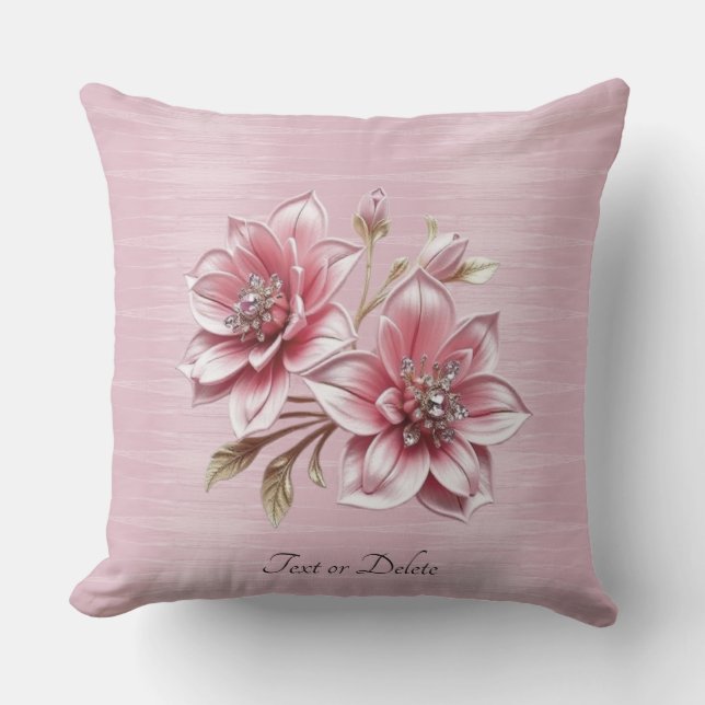 Coussin Modern Pink Flowers Throw Pillow (Recto)