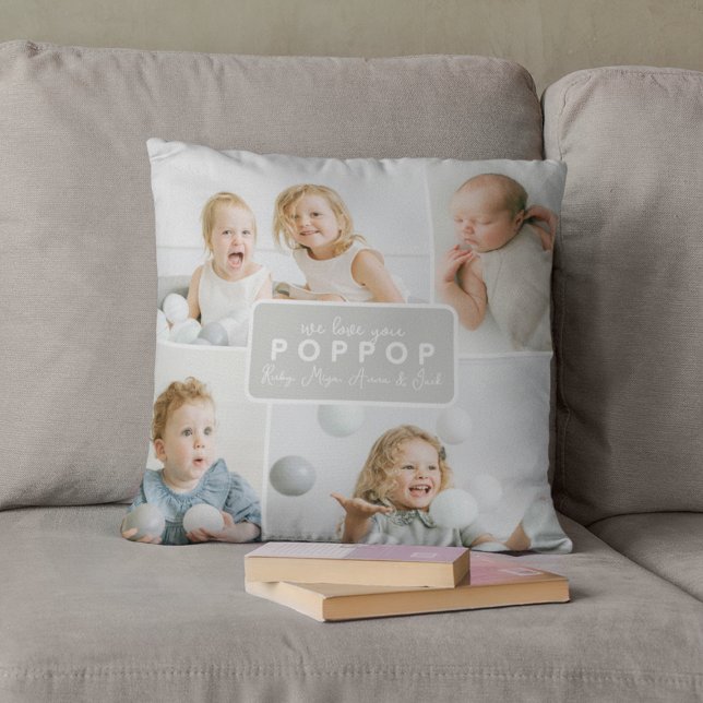Coussin Modern Poppop 4 Photo Gray (Créateur téléchargé)